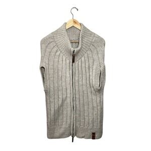 Moscow Sweater Vest Poncho Women's Medium Full Zip Alpaca Wool Blend Cream